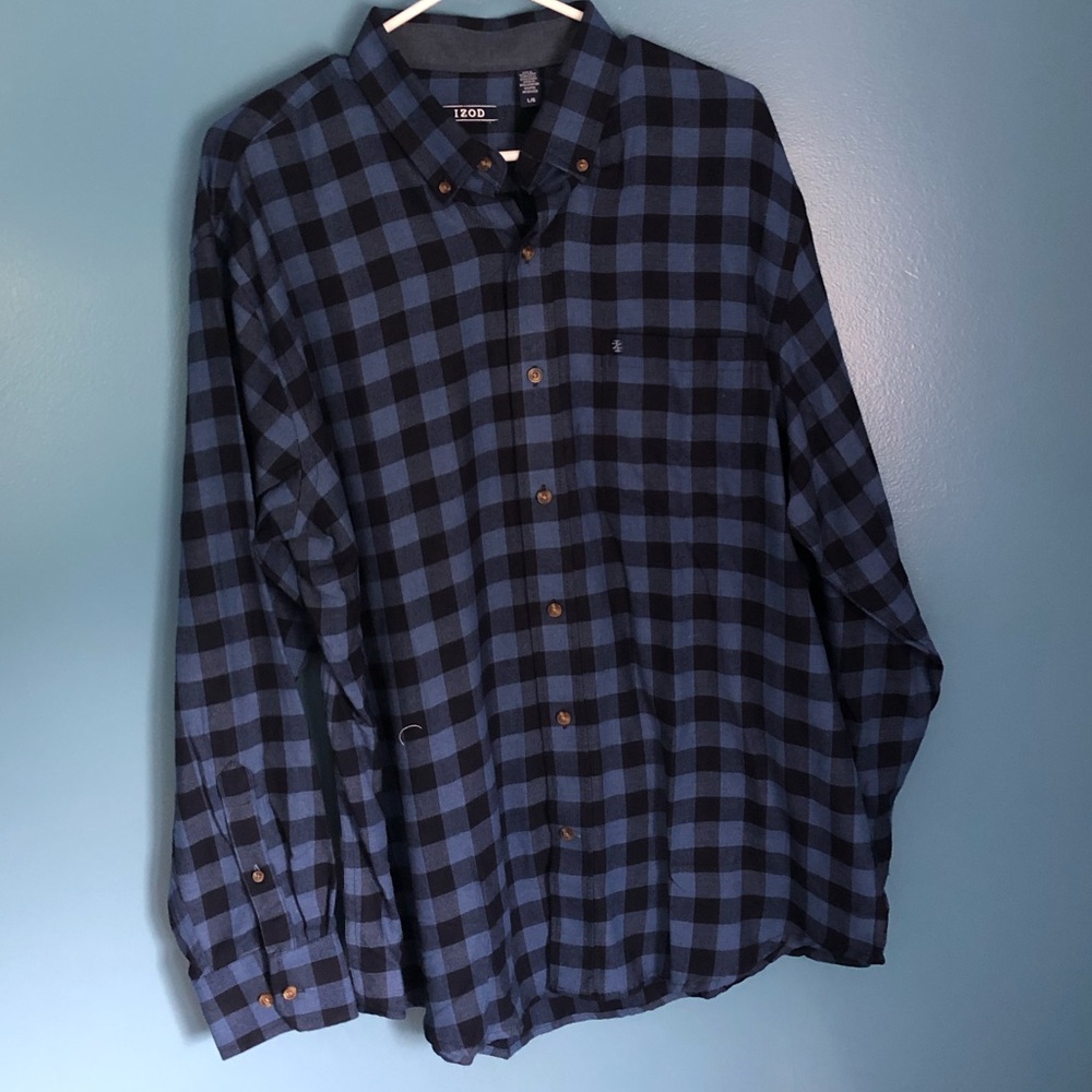 IZOD Blue and Black Flannel Shirt